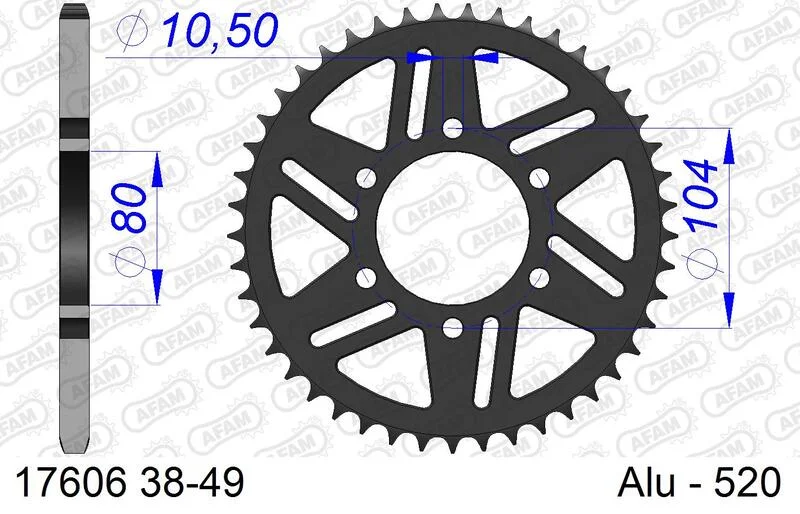 Corona AFAM aluminio 17606K - Paso 520