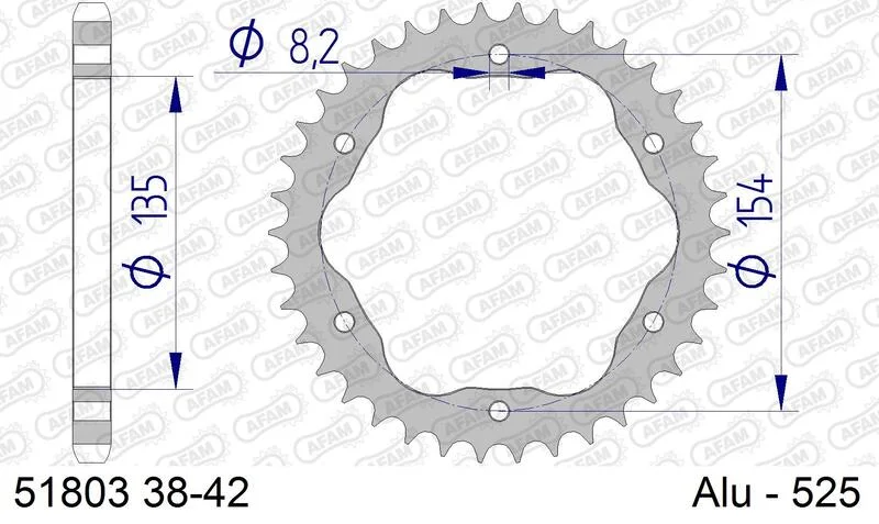 Corona AFAM aluminio 51803K - Paso 525