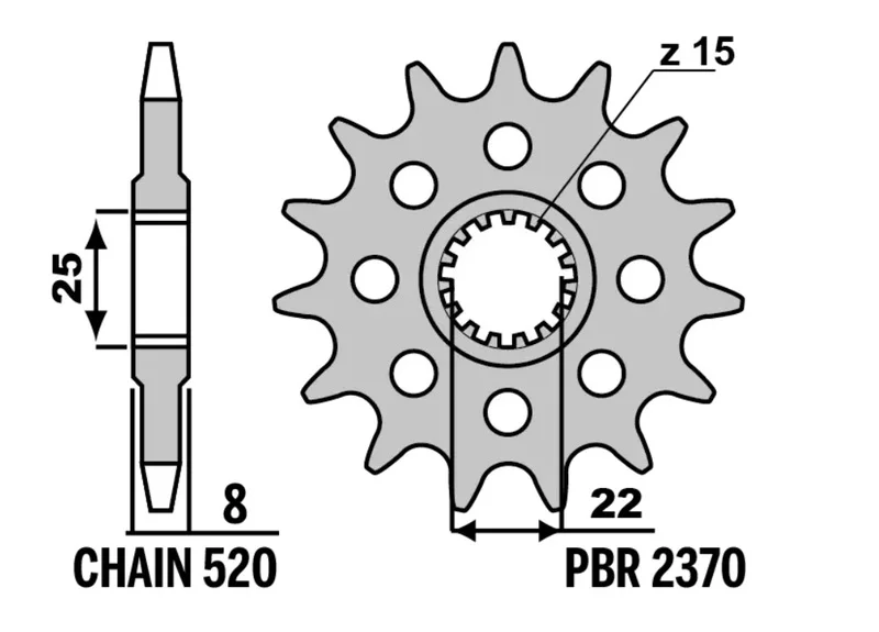 Piñón PBR acero estándar 2370- 520