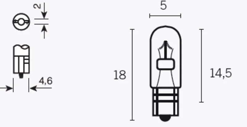 Lámpara V PARTS 12V 1.2W - 10 uds