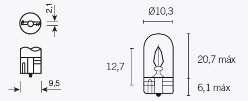 Lámpara TECNIUM T10 12V 3W - 10 uds