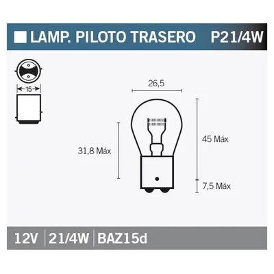 Lámpara OSRAM 7225 - P21 12V 21 / 4W - 10 uds