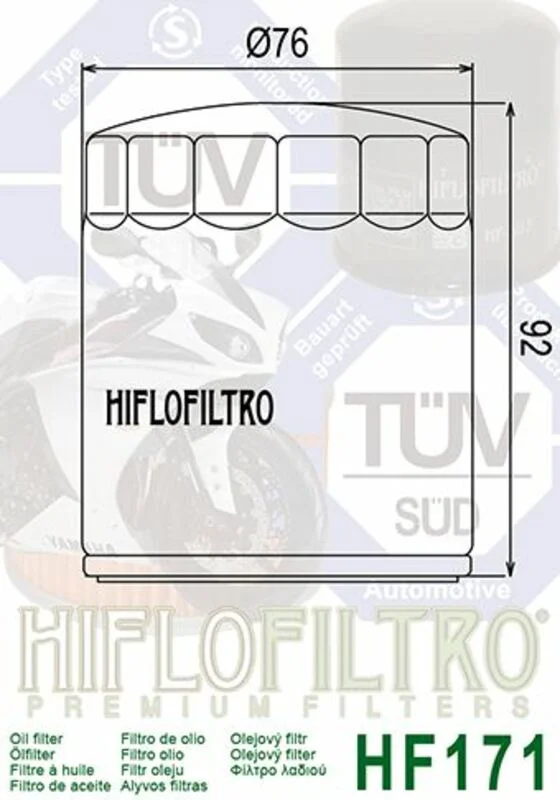 Filtro de aceite HIFLOFILTRO cromo - HF171C