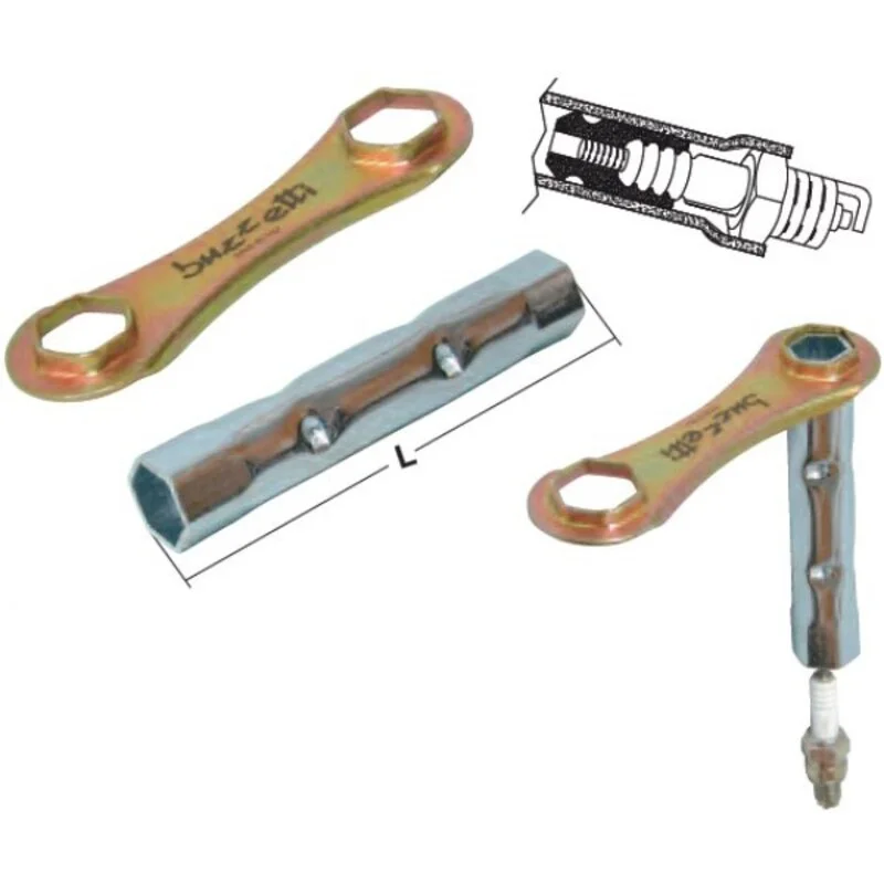 Llave de bujía con extractor de pipa de silicona y mango hexágono L: 120 hexágono 16x18 BUZZETTI