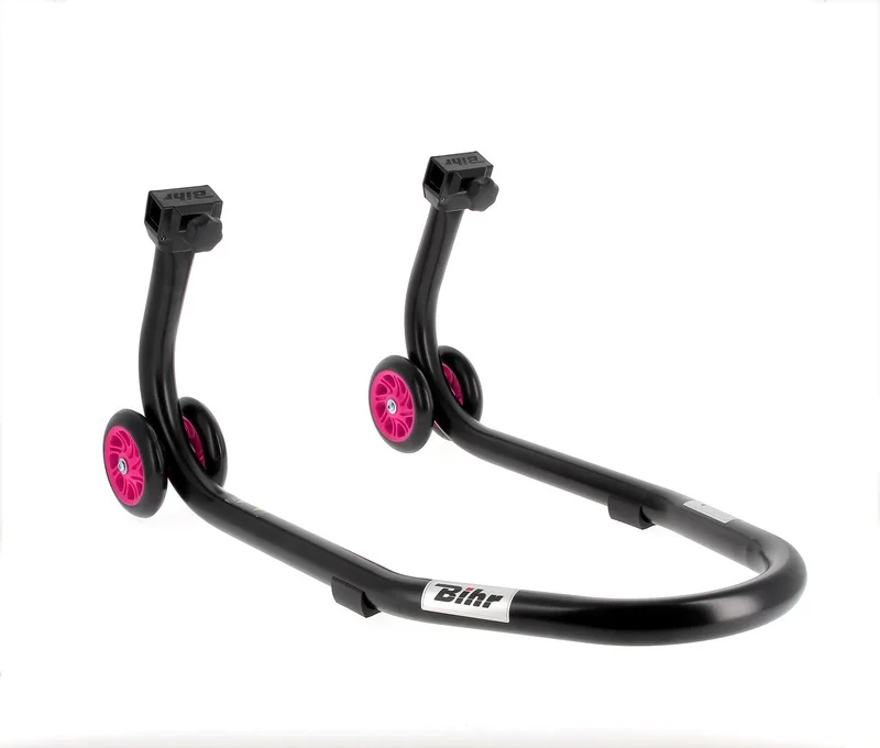 Caballete delantero BIHR Home Track color negro mate y ruedas rosas