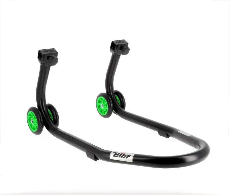 Caballete delantero BIHR Home Track color negro mate y ruedas verdes