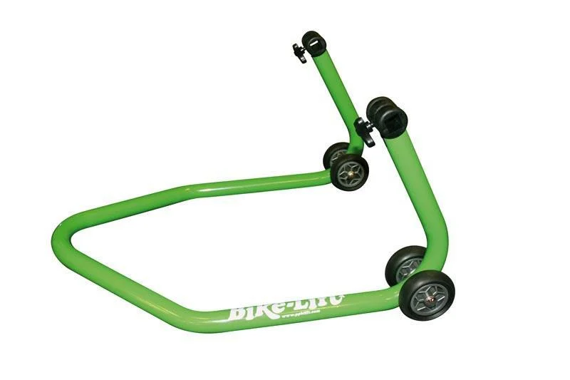 Caballete trasero universal BIKE LIFT verde con soportes de goma en "L"- RS-17