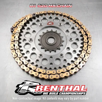 RENTHAL Chain Kit 520R1 13/51 Standard - Ultra-Light Self-Cleaning Rear Sprocket · Ref. 482344