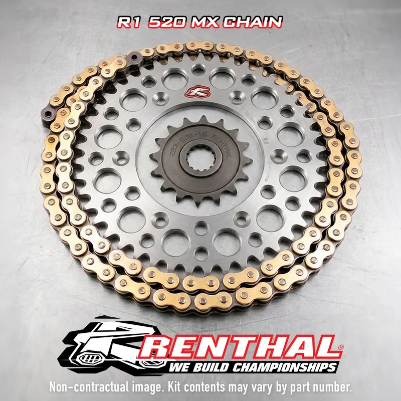 RENTHAL Chain Kit 520R1 13/48 Standard - Ultra-Light Self-Cleaning Rear Sprocket