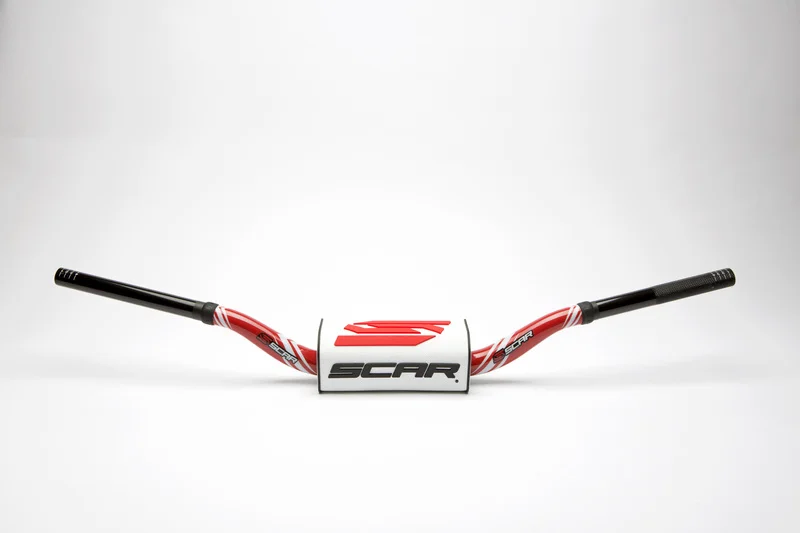 Manillar SCAR O² RC Color Ø28,6mm - Rojo / Protector blanco