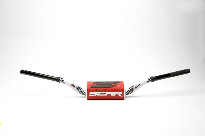 Manillar SCAR O² RC Color Ø28,6mm - Blanco / Protector rojo