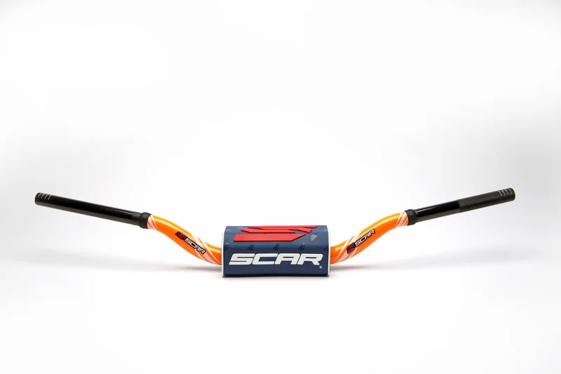 Manillar SCAR O² Color High Ø28,6mm - Naranja / Protector azul oscuro