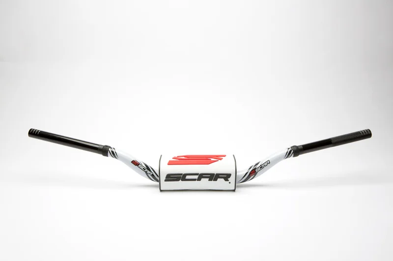 Manillar SCAR O² Color Stewart/Villopoto Ø28,6mm - Blanco / Protector blanco