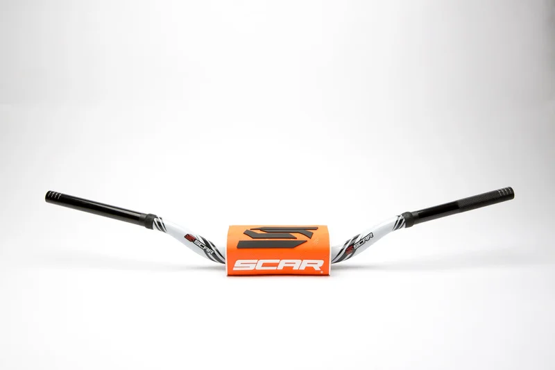 Manillar SCAR O² Color McGrath/Short Ø28,6mm - Blanco / Protector naranja