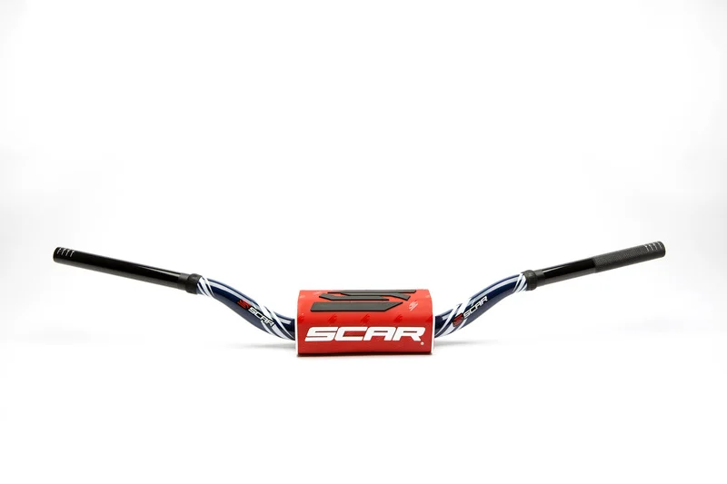 Manillar SCAR O² Color Yamaha YZ/YZF Ø28,6mm - Azul oscuro / Protector rojo