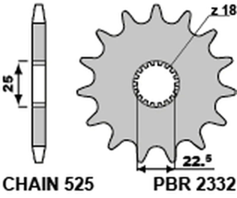 Piñón PBR acero estándar 2332 - 525