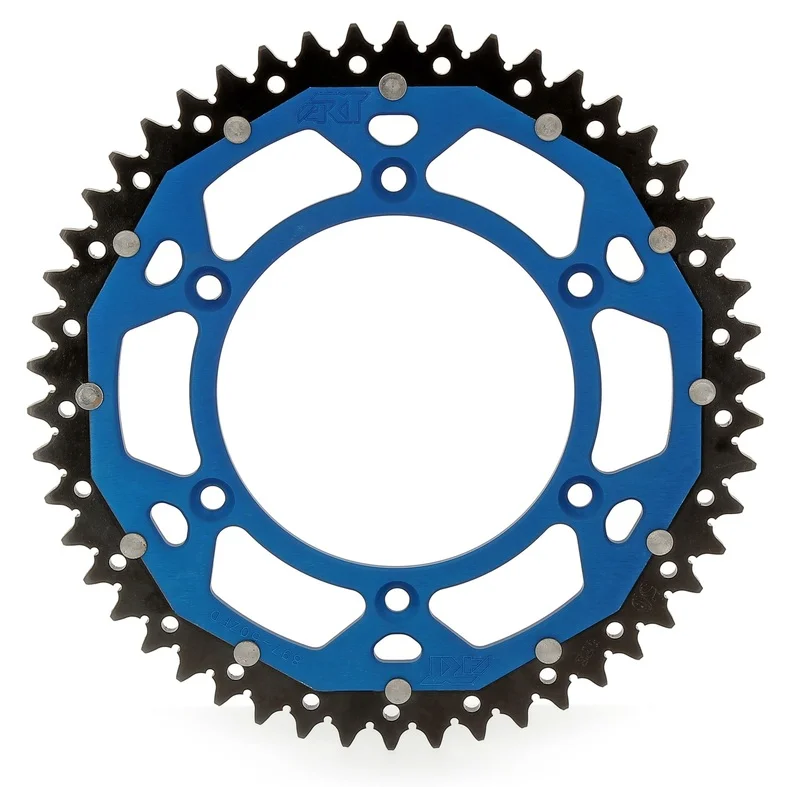 Corona ART doble compuesto (aluminio/acero) ultraligera autolimpiable - 51 dientes, paso 520, Azul
