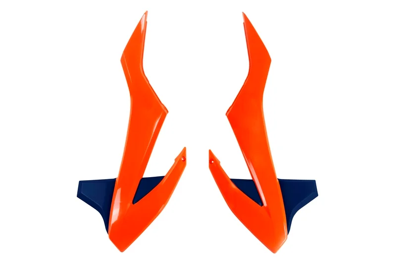 Plásticos laterales de radiador UFO naranja neon/azul KTM SX85
