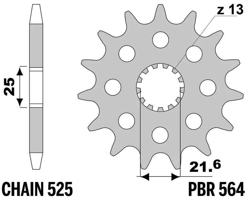 Piñón PBR acero estándar 564 - 525