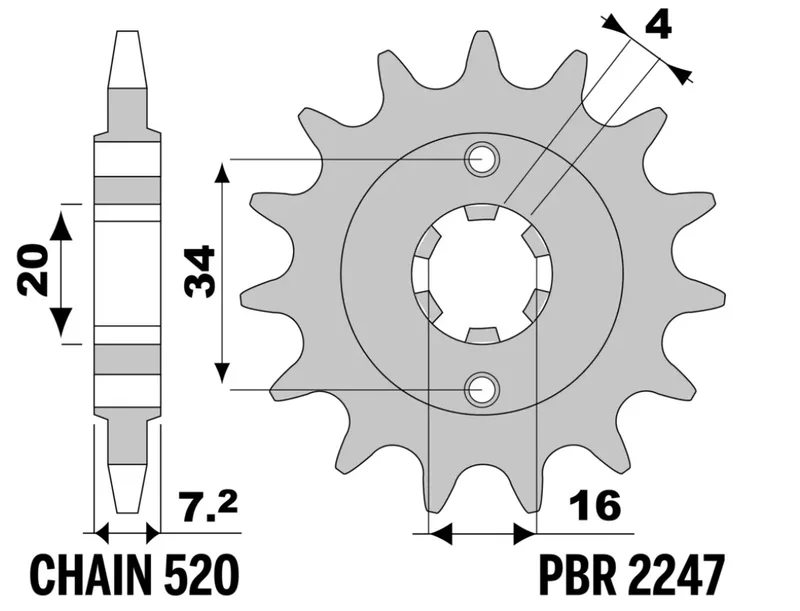 Piñón PBR acero estándar 2247 - 520