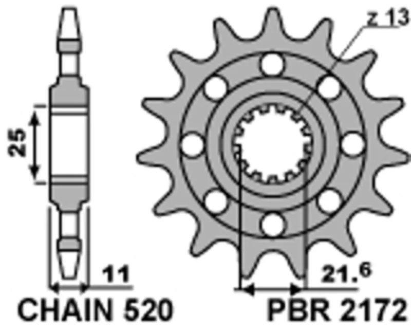 Piñón PBR acero estándar 2172 - 520