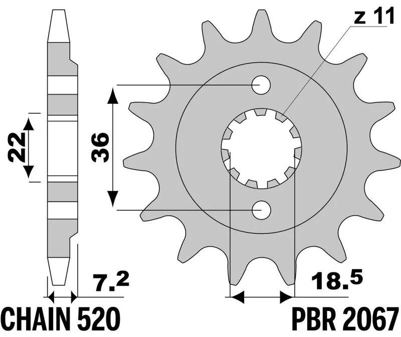 Piñón PBR acero estándar 2067 - 520