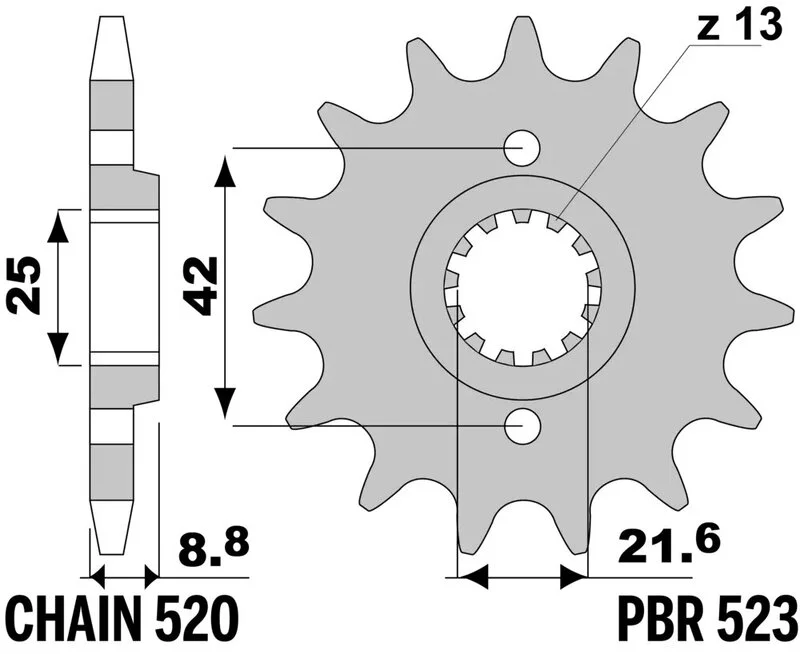 Piñón PBR acero estándar 523 - 520