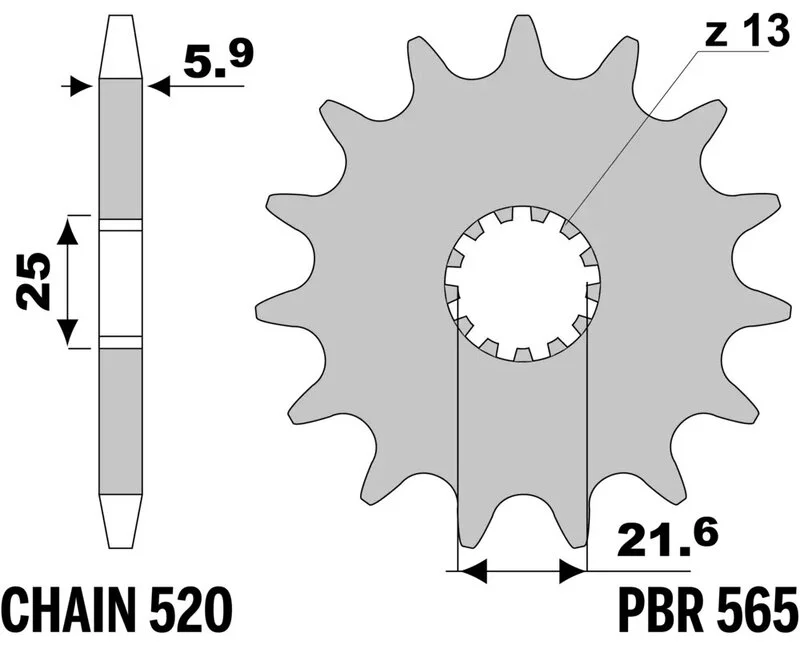 Piñón PBR acero estándar 565 - 520
