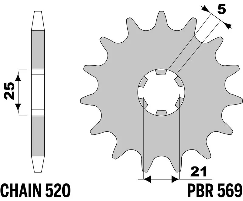 Piñón PBR acero estándar 569 - 520