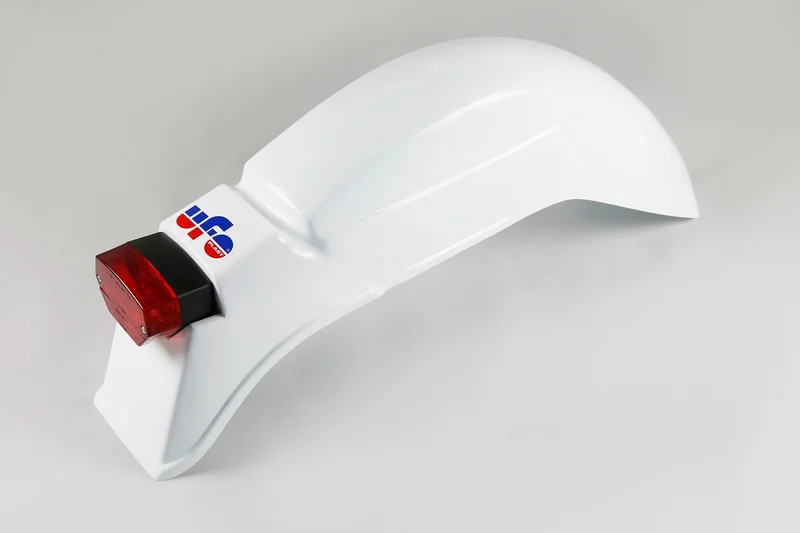 Guardabarros trasero universal UFO enduro con luz Ktm GS, Cagiva, Wrx blanco ME08034-W