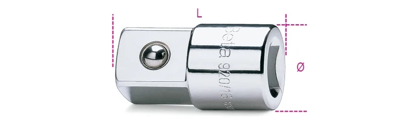 Llave de vaso BETA, cromada, con cuadradillo hembra de 1/2'' y macho de 3/4''