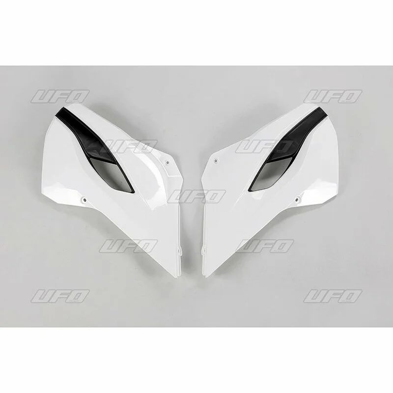 Plásticos laterales de radiador UFO Husqvarna blanco/amarillo HU03353-W