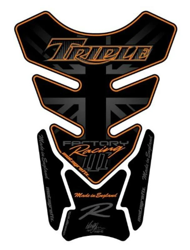 Protector de depósito Motografix TRIUMPH Triple negro/naranja 4 piezas