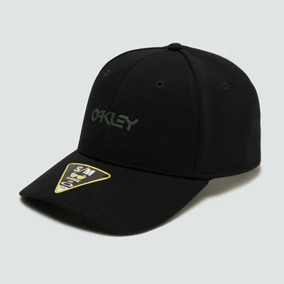 OAKLY CAP STRETCH METALIC HAT, BLK, S/M
