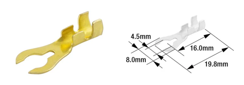 Terminales de cable macho TOURMAX Ø4,5mm Tipo B-21 horquilla - 100 unidades