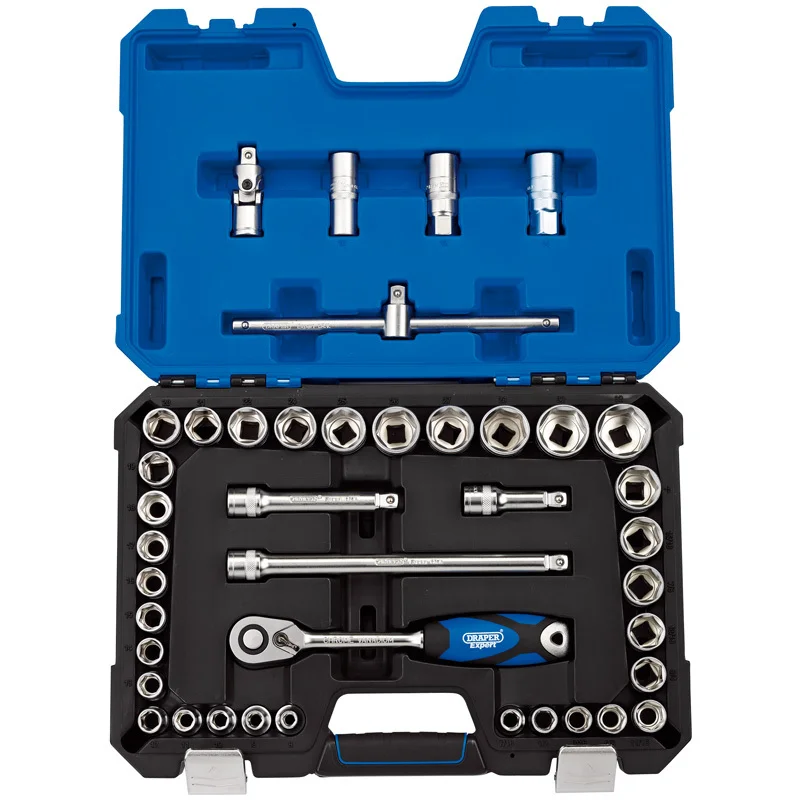 Kit de 41uds de Vasos & llaves carraca métrica & pulgada 1/2'' DRAPER