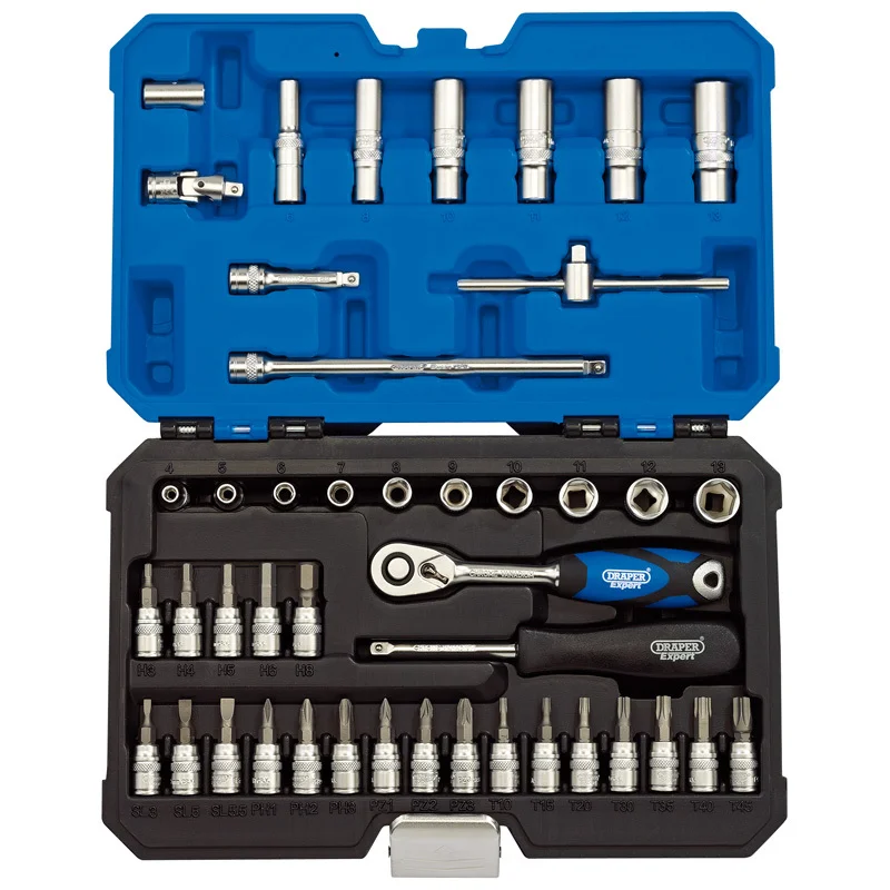 Kit de 44uds de Vasos & llaves carraca métrica 1/4'' DRAPER