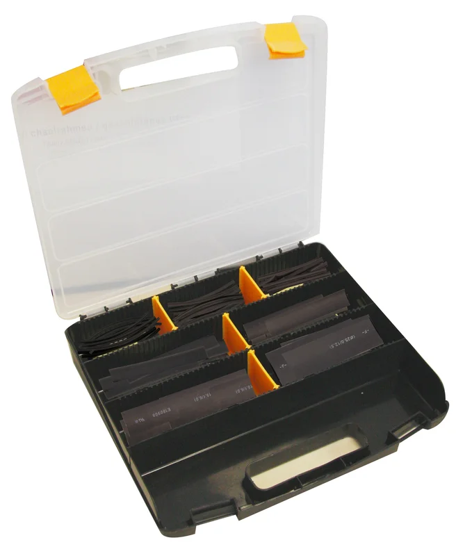 Maleta de 119 manguitos de tubo termorretráctil  Ø3,2mm 10cm negro
