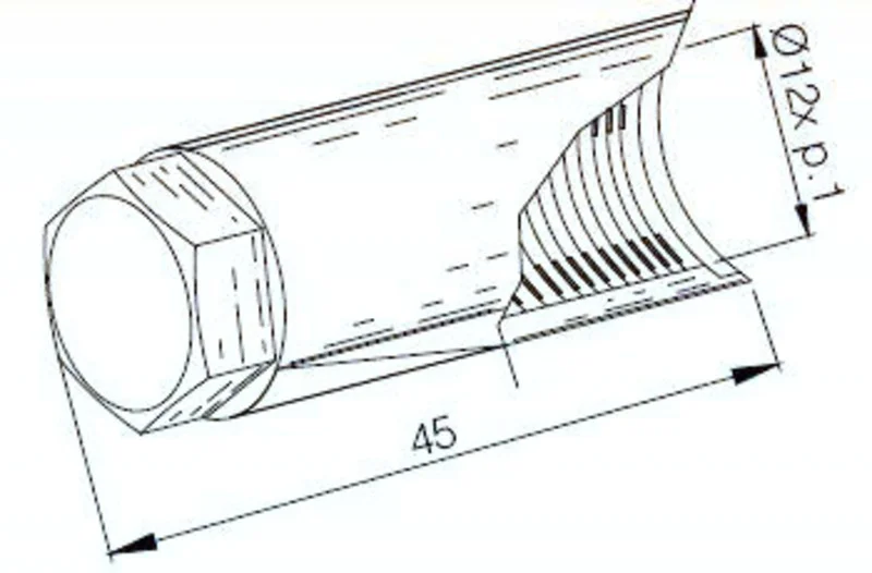 Boquilla protectora para extractor de volante longitud 45mm BUZZETTI