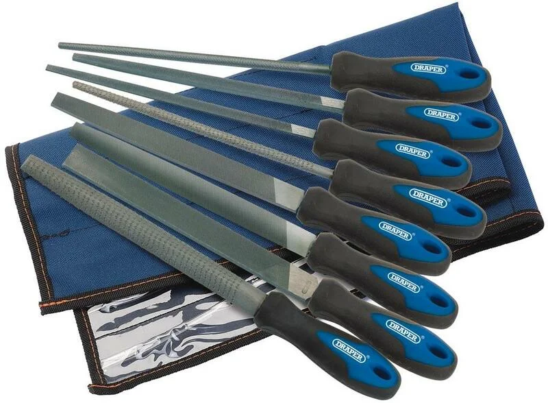 Juego de 6 limas planas y escofinas DRAPER 8uds x 200mm