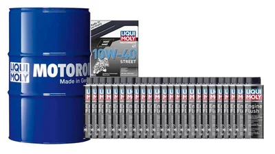 Pack LIQUI MOLY - Aceite de motor HC Sintético 10W-40 (1x Bidón 205L) + Limpia motores Engine Flush (24x Bote 250ml)
