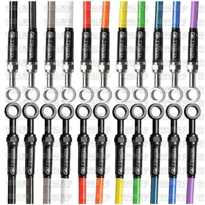 Kit de latiguillos delanteros Venhill Negro/Cromo YAM9003F